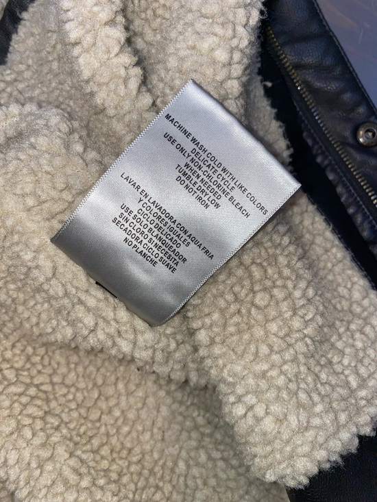 Levi's Dark Brown Faux Leather Bomber Jacket with Cream Sherpa Collar - Picture 10 of 10